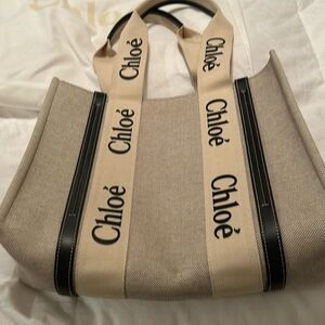 Chloe Beige and Black Tote Bag